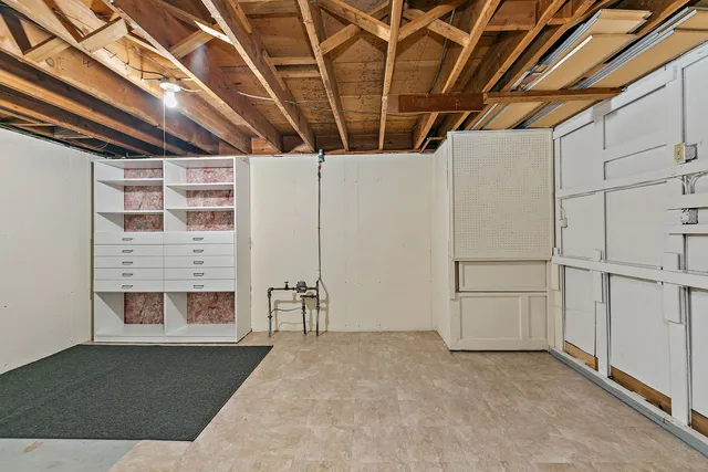 a view of a room with storage