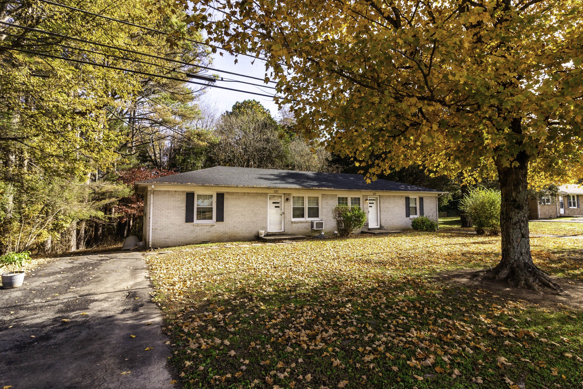 a house with trees in front of it