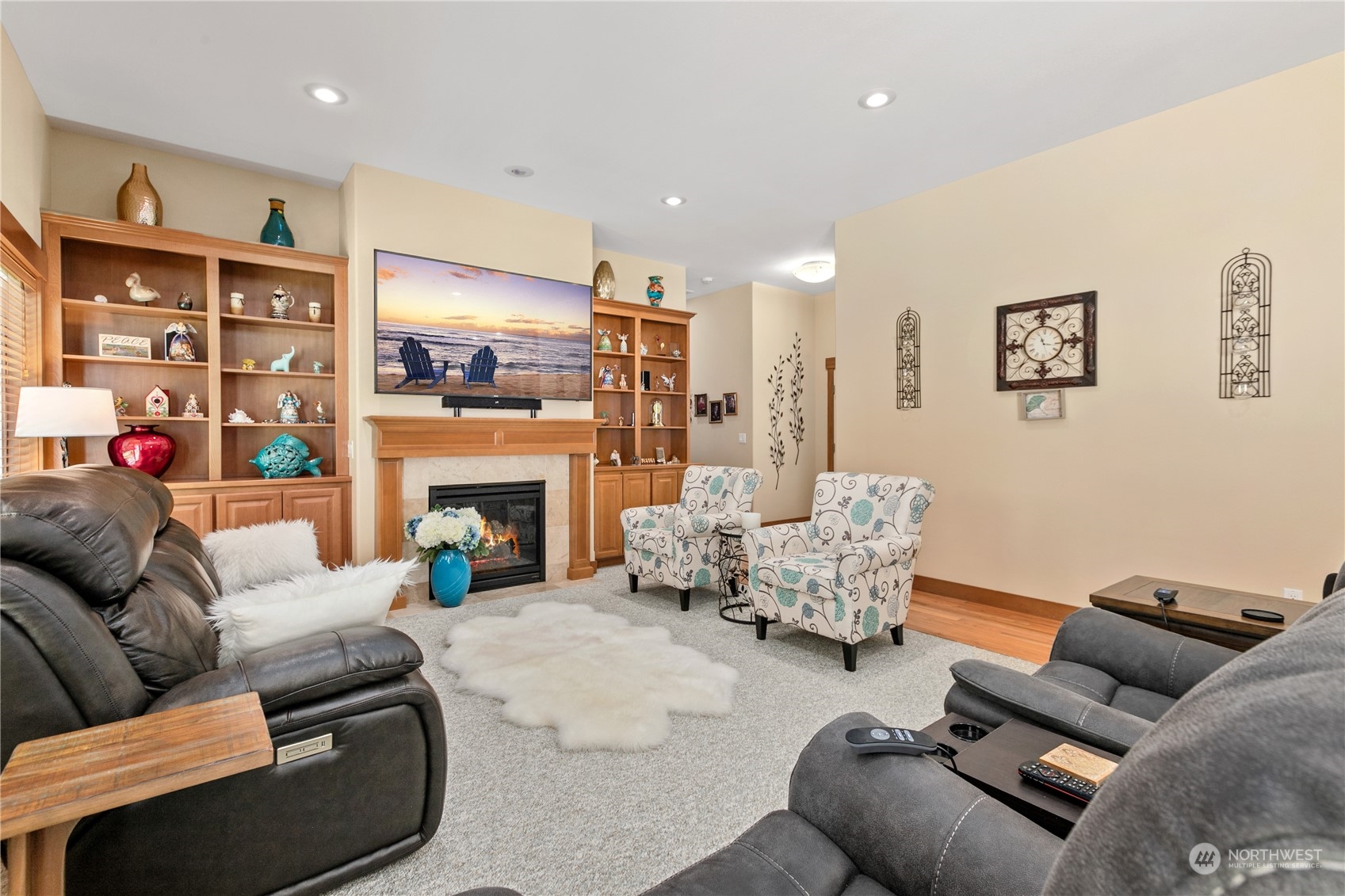 6605 Stringtown Road East Eatonville, WA 98328 - Photo 4 of 40 a living room with furniture and a fireplace