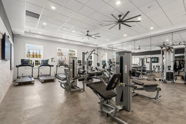 a view of a room with gym equipment
