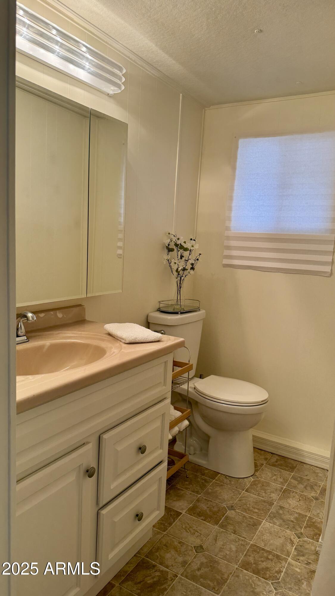 10220 East Apache Trail, Unit 52 Apache Junction, AZ 85120 - Photo 11 of 24 a bathroom with a toilet sink and mirror