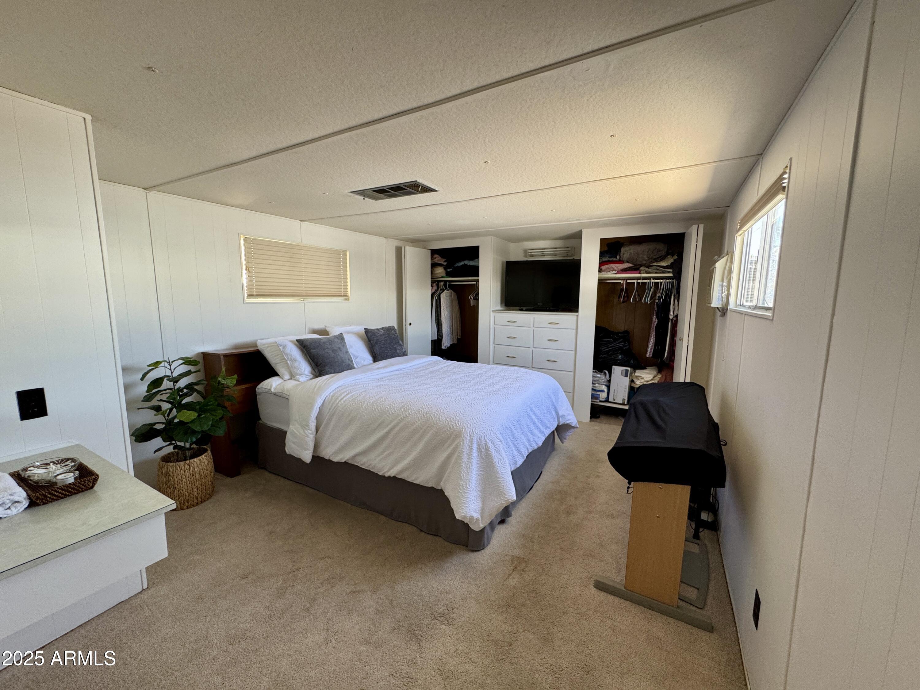 10220 East Apache Trail, Unit 52 Apache Junction, AZ 85120 - Photo 7 of 24 a bedroom with a bed and a potted plant