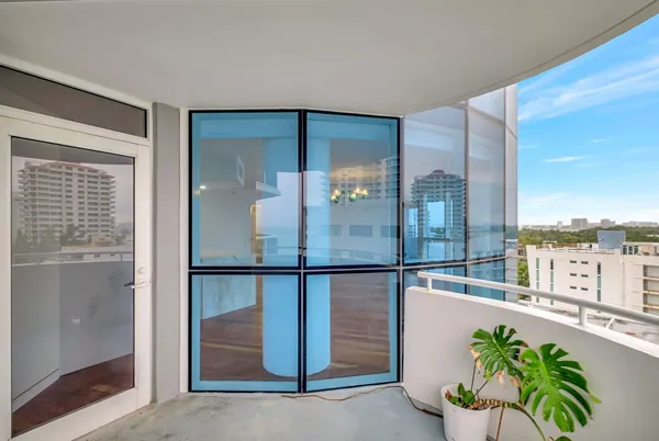 a view of balcony with city view
