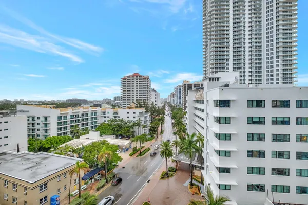 a view of a city from a balcony