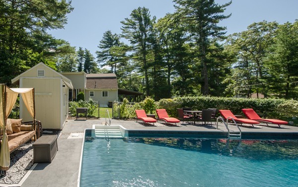 328 Mendall Road Acushnet, MA 02743 - Photo 2 of 30 an outdoor sitting area with lots of trees and barbeque