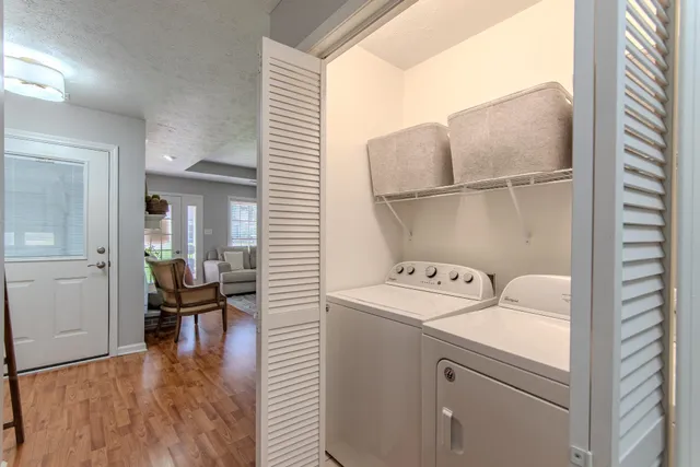 a utility room with dryer and washer