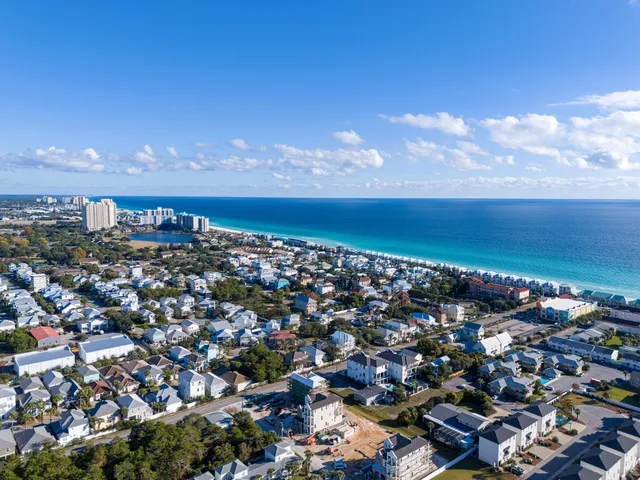 an aerial view of multiple house