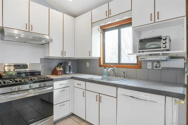 a kitchen with white cabinets appliances and a sink