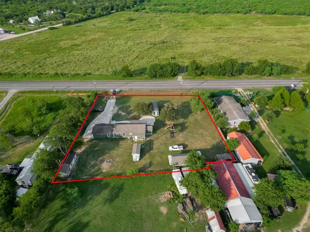 an aerial view of a house