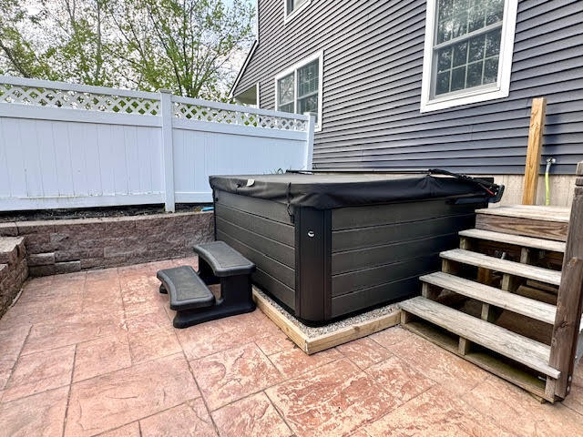 37 Alfalfa Road Sidney, ME 04330 - Photo 19 of 57 New hot tub on concrete patio