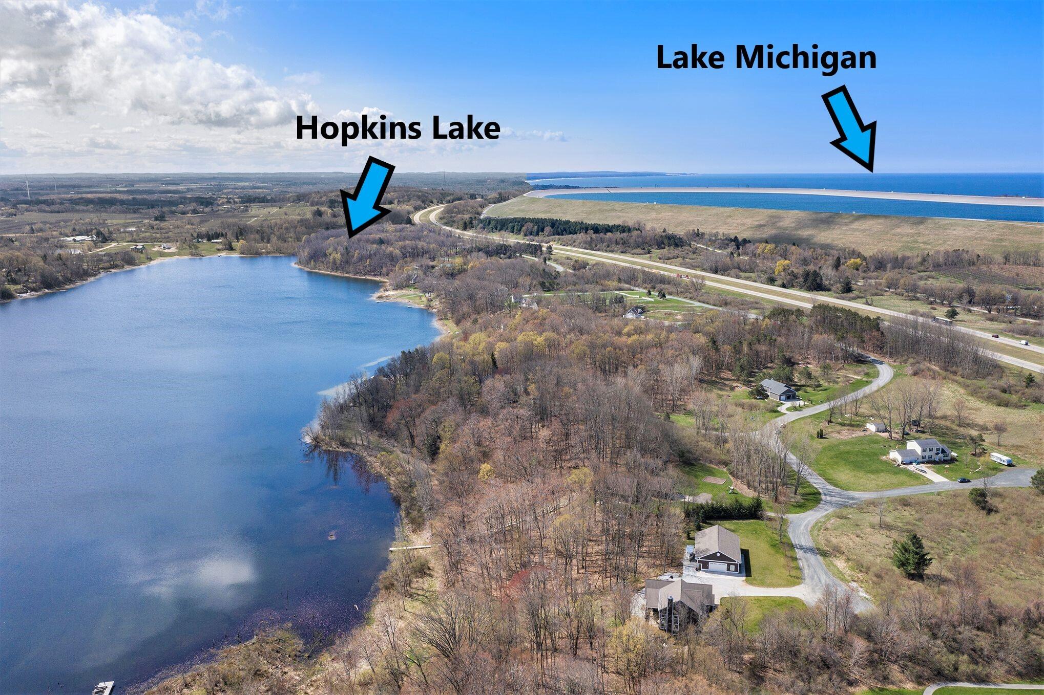5424 West Oak Point Road Ludington, MI 49431 - Photo 2 of 12 Aerial Both Lakes with Arrows