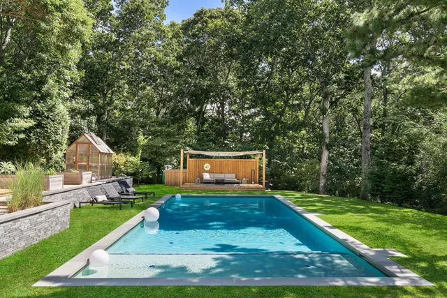 a view of a yard with a slide