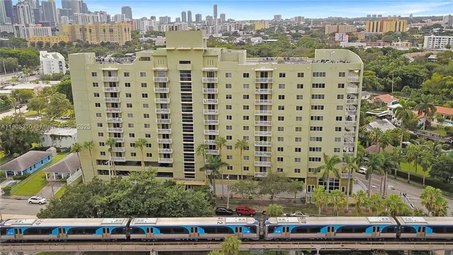 a view of a city with tall buildings