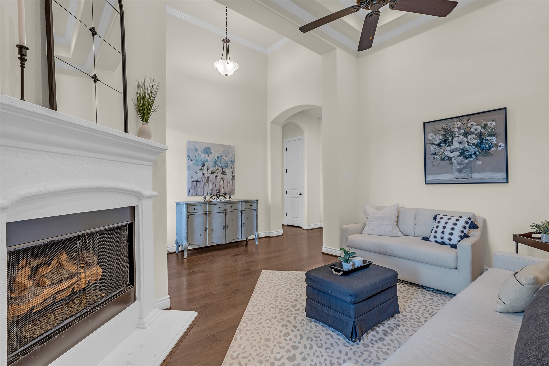14003 South Evergreen Ridge Court Conroe, TX 77384 - Photo 7 of 43 Gas fireplace creates a warm focal point in this versatile flex room.