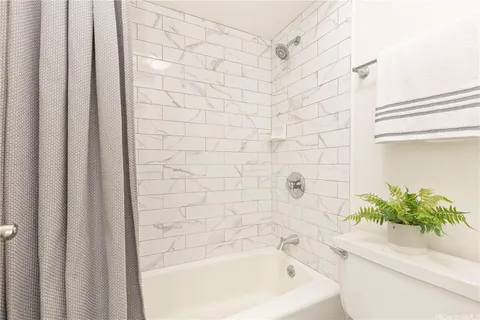 a bathroom with a bathtub