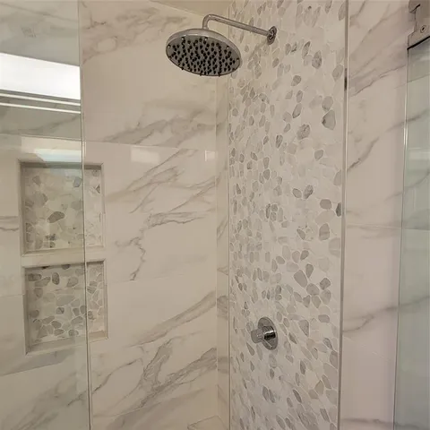 a bathroom with a shower