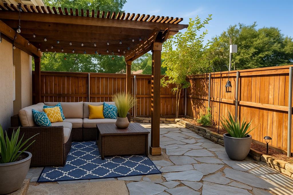 2901 Country Pl Circle Carrollton, TX 75006 - Photo 19 of 37 a patio with patio couch and potted plants