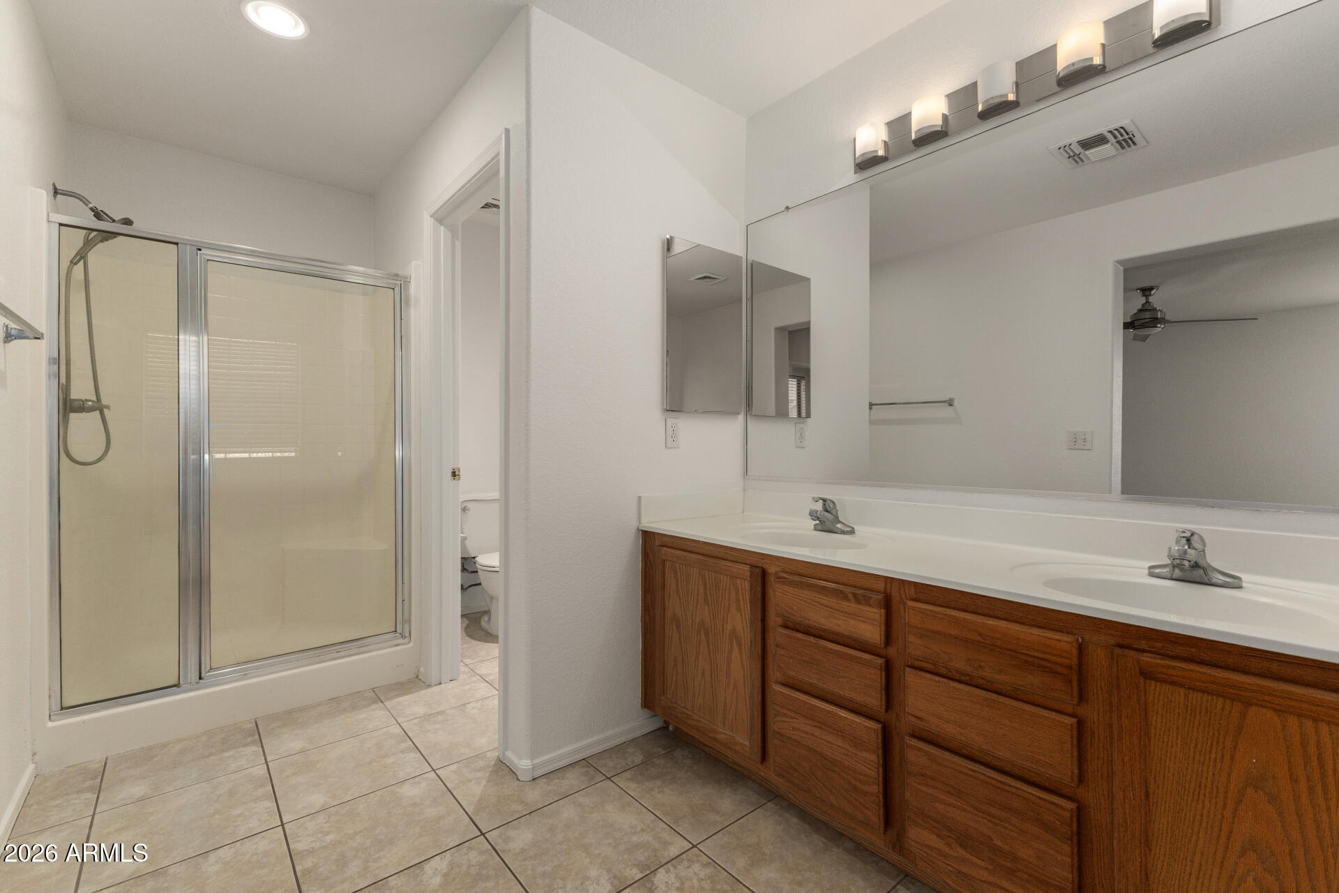 3832 East Jasper Drive Gilbert, AZ 85296 - Photo 19 of 43 a spacious bathroom with a shower sink and mirror