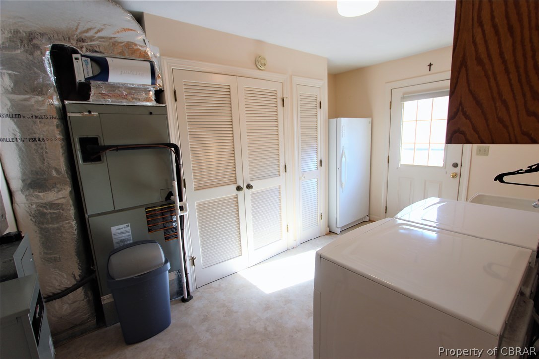 2893 Decatur Drive Hayes, VA 23072 - Photo 21 of 25 Utility Room complete with Washer, Dryer, Upright Freezer, Mop Sink, and storage closets!