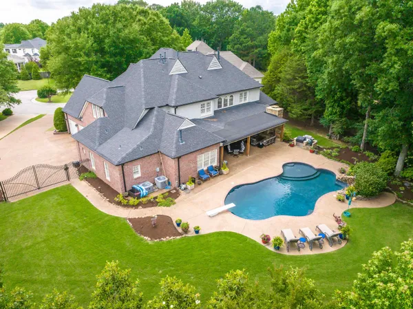 an aerial view of a house