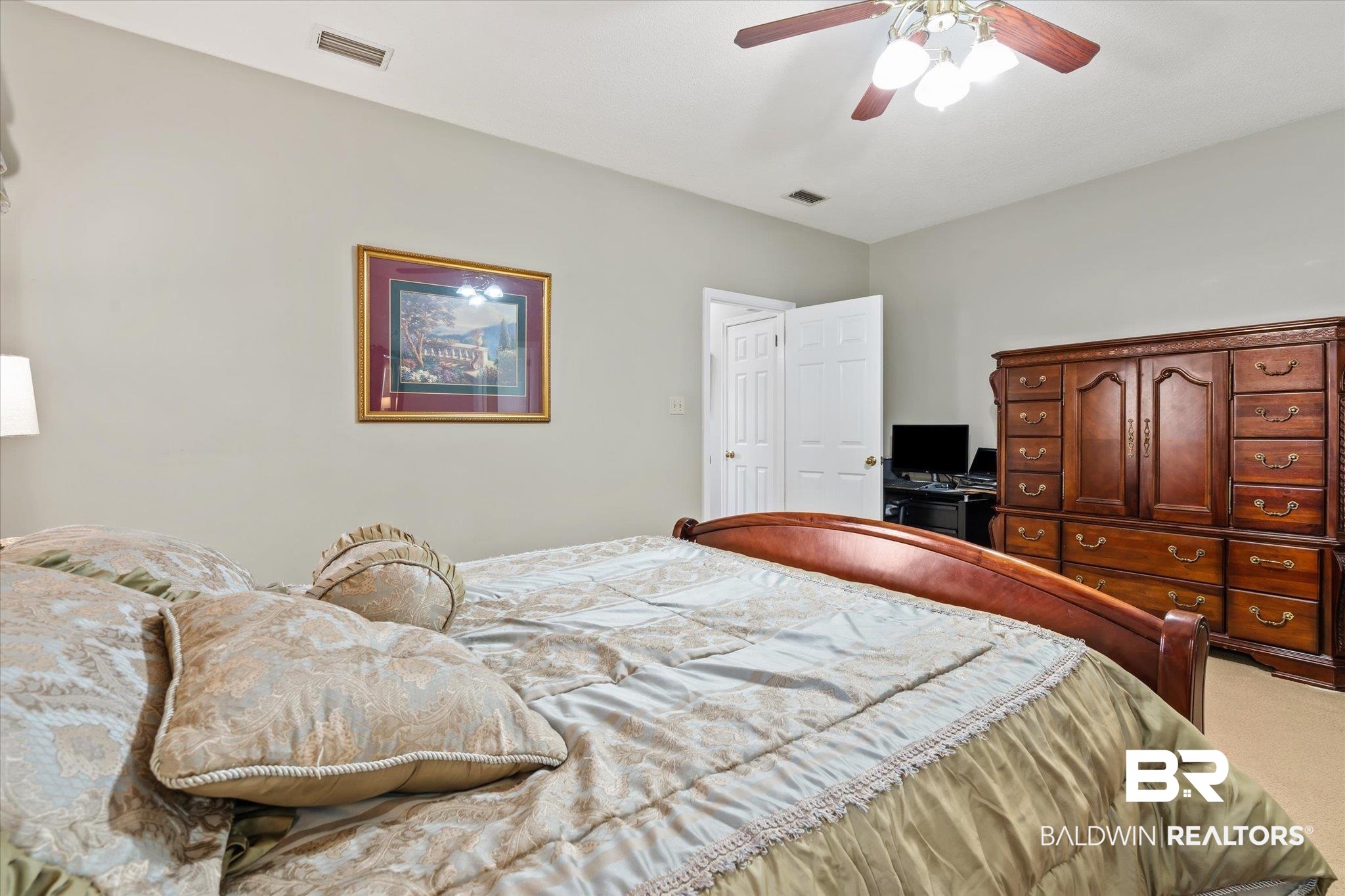 7360 Bridgewood Court Mobile, AL 36695 - Photo 14 of 30 Carpeted bedroom featuring ceiling fan