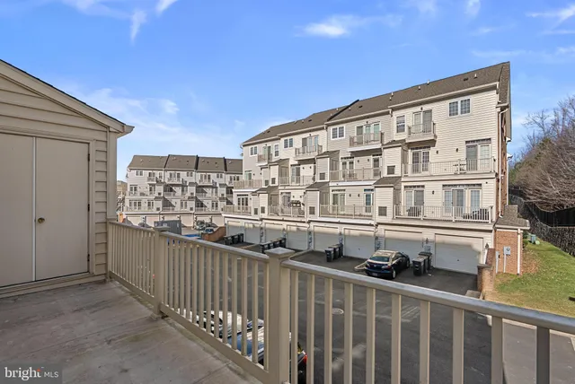 a view of a building from a balcony