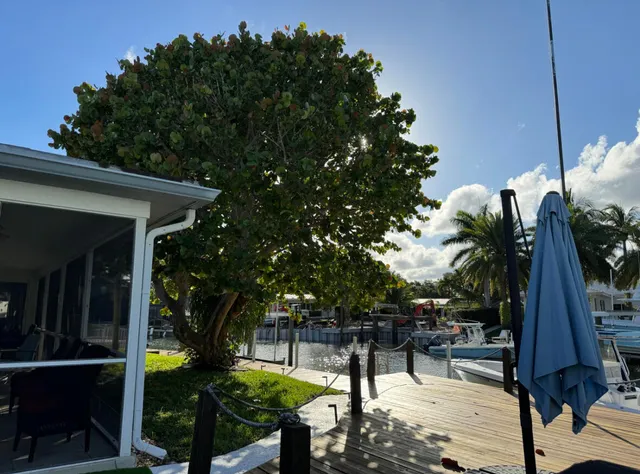 a view of outdoor kitchen and dining room