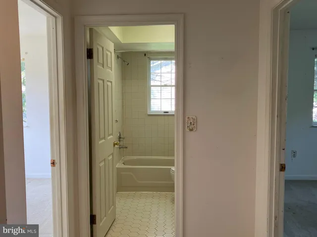 a bathroom with a bathtub
