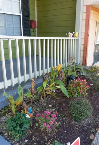 a view of park with large trees