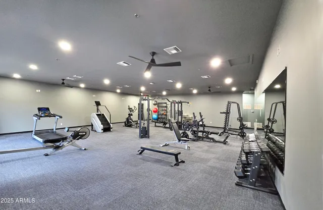 a view of a room with gym equipment