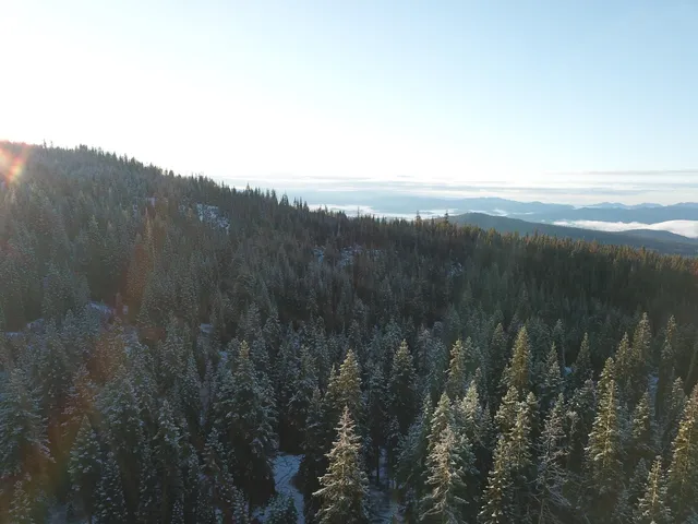 a view of an ocean and mountain
