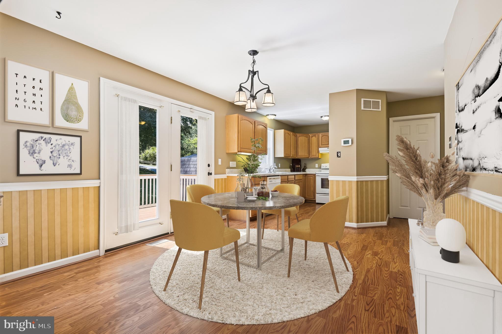 Virtually staged dining area
