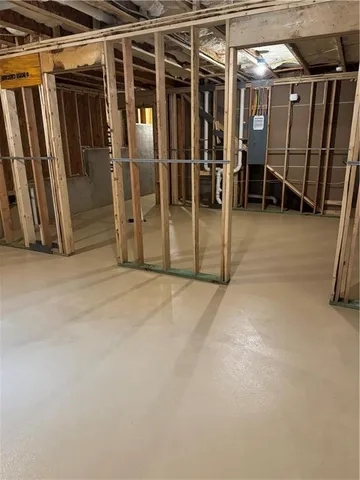 a view of a room with racks on the wall