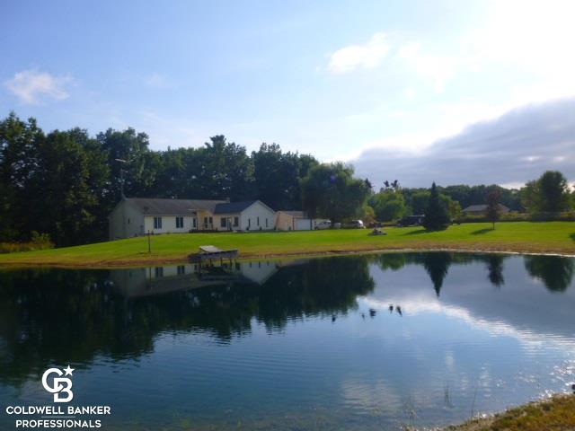Front view with pond