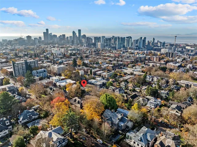 an aerial view of a city