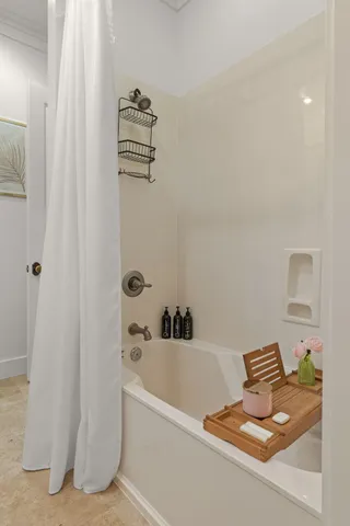 a bathroom with a bathtub