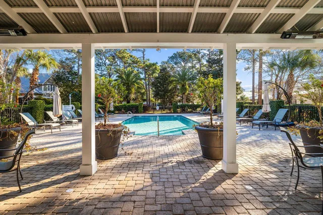 a building view with a sitting space
