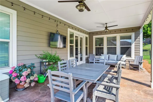 a outdoor space with furniture