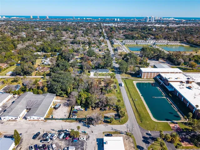an aerial view of a house