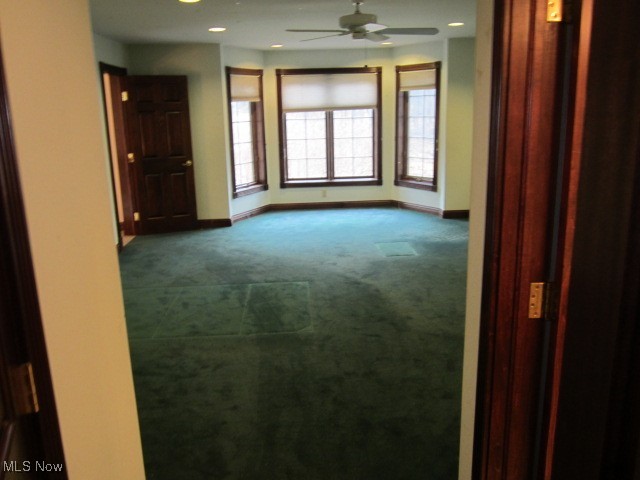 6999 Gates Road Gates Mills, OH 44040 - Photo 11 of 20 Spare room with dark colored carpet, ceiling fan, and recessed lighting