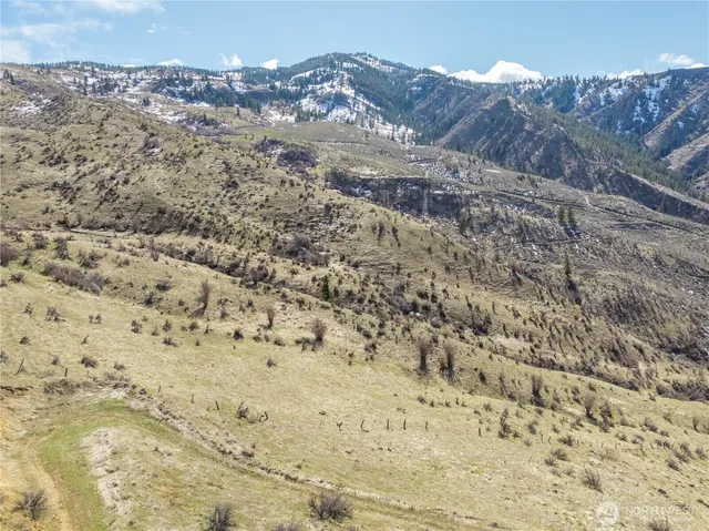 a view of a dry space with mountains in background