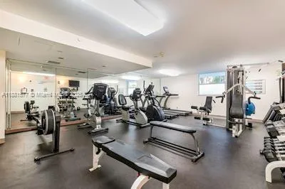a view of a room with gym equipment