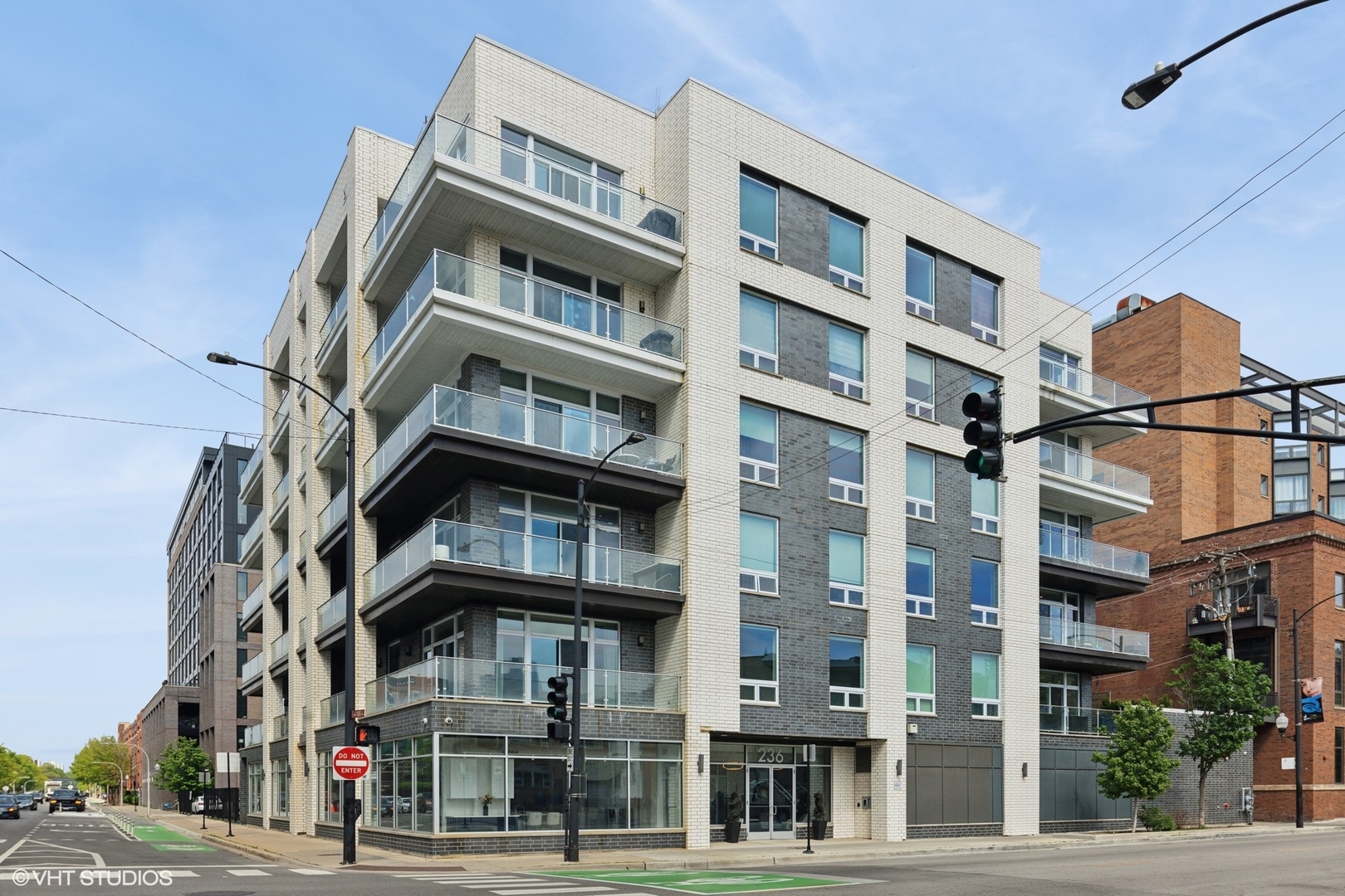 a front view of a building