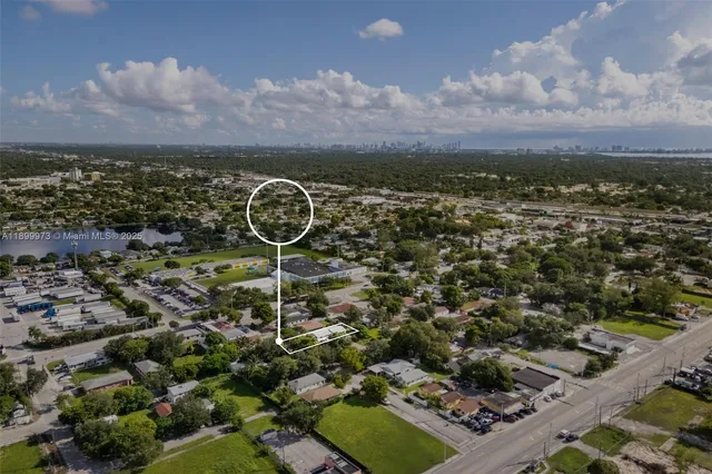 an aerial view of residential building with outdoor space