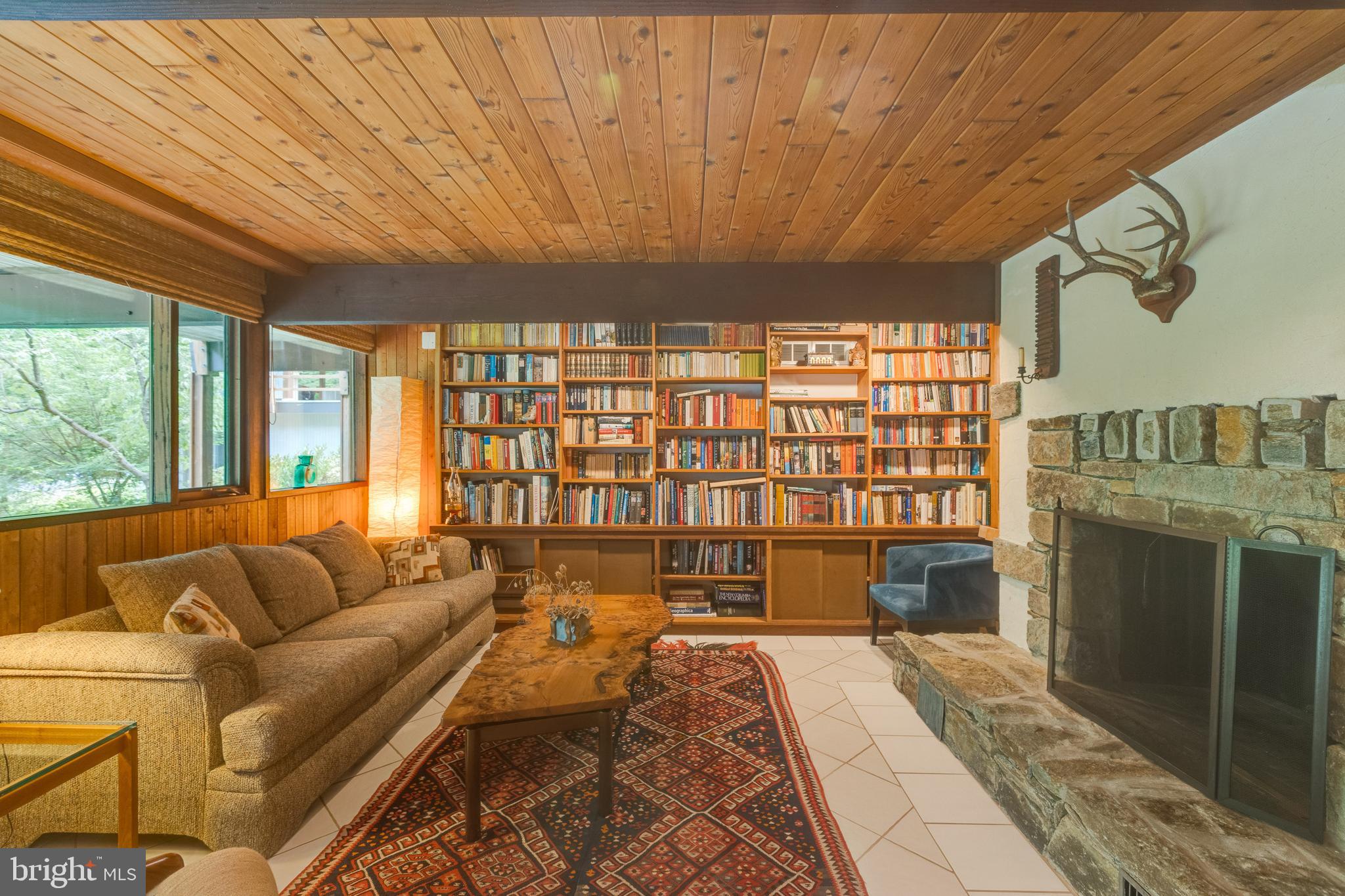 9520 Sagamore Spring Road Great Falls, VA 22066 - Photo 53 of 106 2nd Stone Fireplace & ANOTHER Wall of Shelves