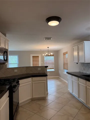 a kitchen with a sink and cabinets