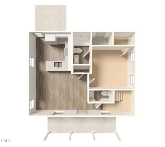 a view of living room with a wooden floor