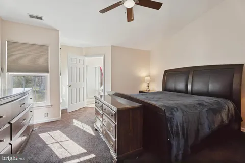 a bedroom with a bed and a walk in closet