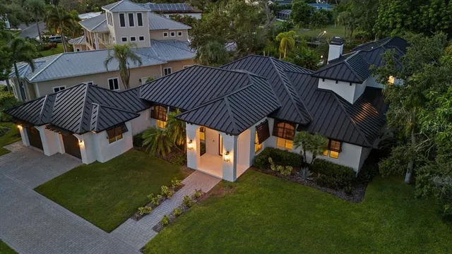 an aerial view of a house