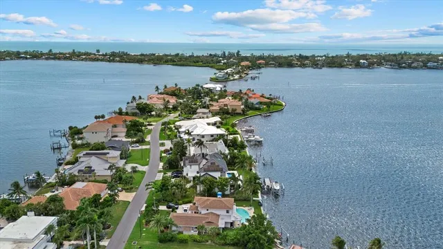 a view of a lake with a city